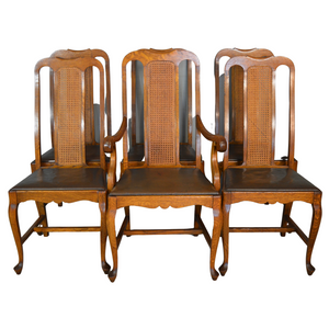 SOLD Antique Oak Dining Chairs, 6 Queen Anne Oak Dining Chairs – Unusual