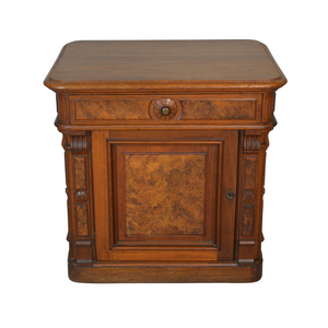 SOLD Antique Nightstand, Rare Victorian Burl Walnut Cabinet or Stand