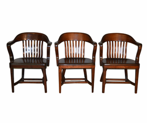 SOLD Antique Office Chairs - Set of Three Lawyers Arm Chairs