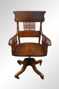 SOLD Antique Ash Pressback Office Chair-Original Finish Victorian Age
