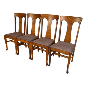 SOLD Antique Oak Dining Chairs, Set of 4, Refinished