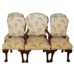 SOLD Antique Walnut Dining Room Chairs, Massive Set of 6