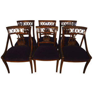 SOLD Antique Set of 6 Mahogany Formal Carved Regency Dining Chairs