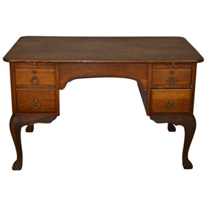 SOLD Antique Oak Victorian Flat Top Desk with Claw Feet