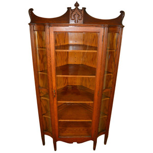 SOLD Antique Victorian Oak Corner China Cabinet – Reverse Curve Glass