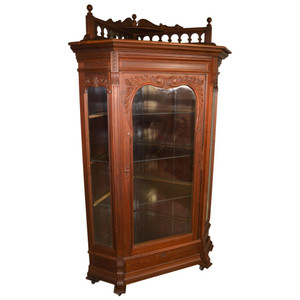 SOLD Antique Corner China Cabinet in Solid Black Walnut