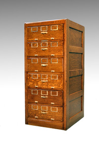 SOLD Antique Oak Unusual Six Drawer File Cabinet by Library Bureau