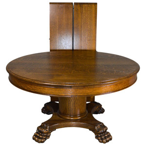 SOLD Antique Round Oak Claw Foot Banquet Table – 10 Feet