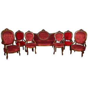 SOLD Antique Victorian Seven Piece Cameo Back Parlor Set