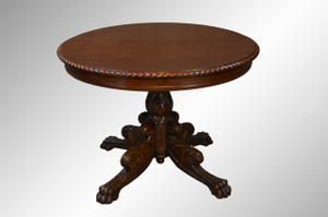 SOLD Mahogany Empire Acanthus Carved Round Center Table SOLD Mahogany Empire Acanthus Carved Round Center Table