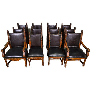 SOLD Antique Set of 12 Unbelievable Carved Lion Dining Chairs – R.J. Horner