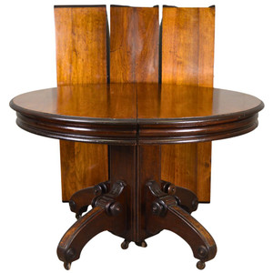 SOLD Antique Victorian Round Walnut Banquet Table – 3 Leaves SOLD Antique Victorian Round Walnut Banquet Table – 3 Leaves
