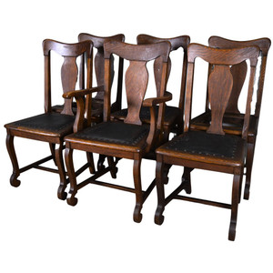 SOLD Antique Set of 6 Oak Empire Foot Dining Chairs SOLD Antique Set of 6 Oak Empire Foot Dining Chairs