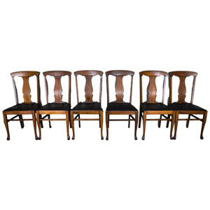 SOLD Antique Set of 6 Tiger Oak Claw Foot Dining Chairs