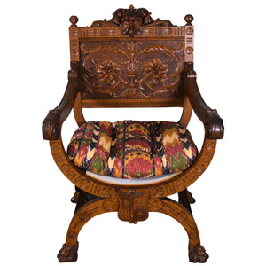 SOLD Antique Oak Heavily Carved Armchair – Unique