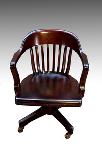 SOLD Mahogany Bankers Lawyers Swivel Tilting Office Chair