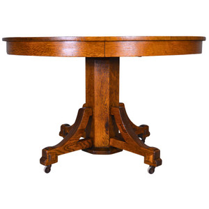 SOLD Antique Round Oak Mission Style Dining Table 48 inches
