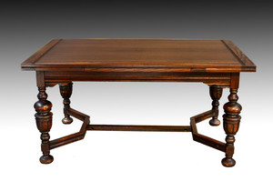 SOLD Carved Oak Drawer Leaf Computer Table / Conference Table