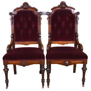 SOLD Antique Pair of Victorian Renaissance Carved Chairs