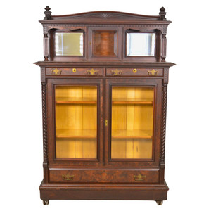 SOLD Antique Victorian Walnut Carved Bookcase