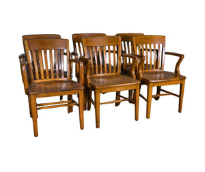 SOLD Antique Set of 6 Assembled Oak Armchairs