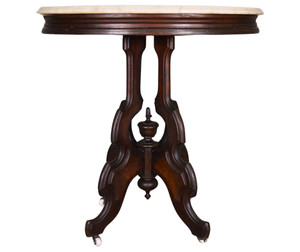 SOLD Antique Victorian Carved Oval Marble Top Parlor Stand