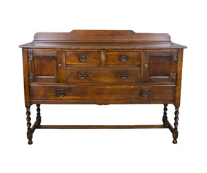 SOLD Antique Oak Barley Twist Carved Sideboard