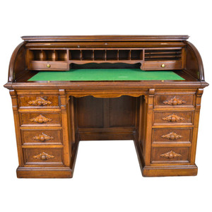 SOLD Antique Victorian Walnut Roll Top Desk