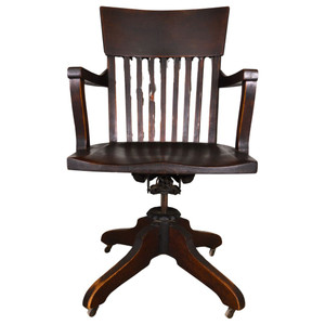 SOLD Antique Office Tilt Swivel Lawyers Bankers Desk Chair