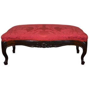 SOLD Antique Victorian Walnut Window Bench Red Seat