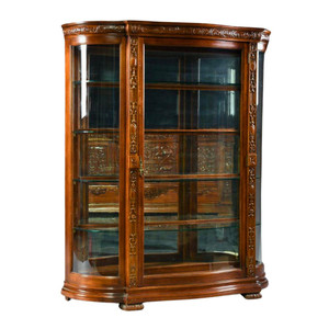 SOLD Antique Mahogany Serpentine China Cabinet - Horner