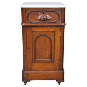 SOLD Antique Victorian Walnut Marble Top Half Commode