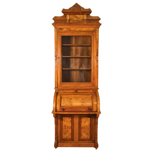 SOLD Antique Victorian Walnut Rare Davenport Cylinder Secretary Desk