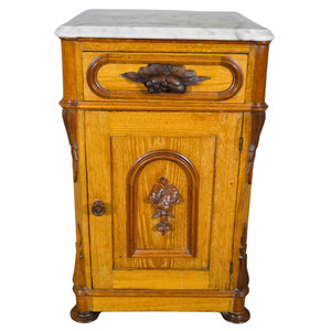SOLD Antique Victorian Marble Top Half Commode – Unusual Wood