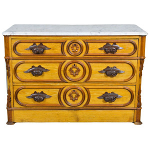 SOLD Antique Victorian Marble Top Carved Dresser