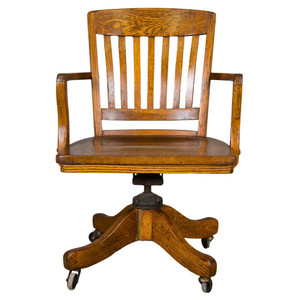 SOLD Antique Oak Lawyers Bankers Tilt Swivel Office Chair