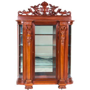 SOLD Antique Carved Mahogany China Closet - Horner