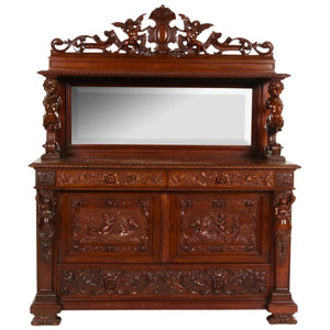 SOLD Antique Mahogany Carved Sideboard Buffet - Horner