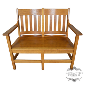 Antique Mission Oak Double Seat Bench #22121