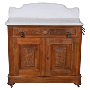 SOLD Antique Victorian Burl Walnut Marble Top Commode - 1880s, Original Finish