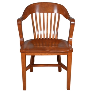 SOLD Antique Mahogany Bankers/Lawyers Barrel Back Armchair – 1920s-30s, Refinished