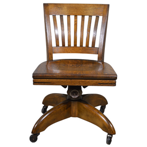SOLD Antique Oak Ladies Office Swivel Tilt Desk Chair – 1920s, Restored