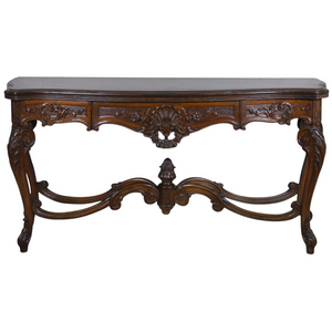 SOLD Antique Carved Walnut Hall Entrance Table with Flip Top French Victorian,