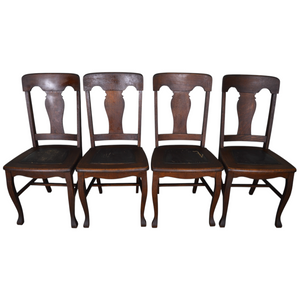 SOLD Antique Set of Four Oak Dining Chairs – Tiger Sawn, Early 1900s