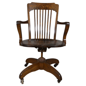 SOLD Antique Victorian Oak Office Chair – Tiger Sawn, Swivel Tilt Adjustable