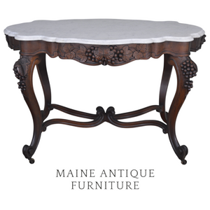 SOLD Antique Victorian Grape Carved Oversized Marble Top Center Table