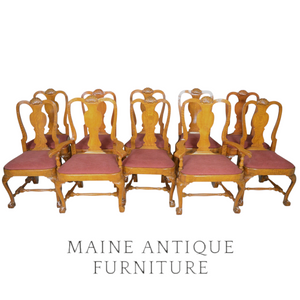 SOLD Antique Set of Ten Matching Victorian Oak Ball and Claw Dining Chairs