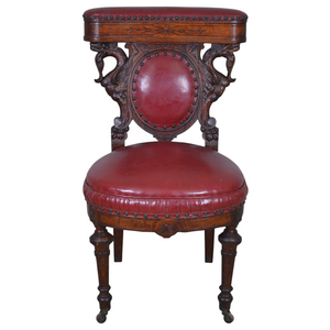 SOLD Antique Victorian Prayer Chair with Carved Figures