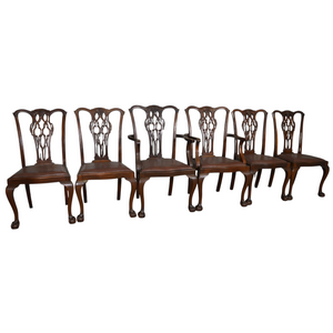 SOLD Set of 6 Mahogany Ball and Claw Dining Chairs – Twin Armchairs