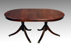 SOLD Mahogany Duncan Phyfe Oval Double Pedestal Dining Table 1950s
